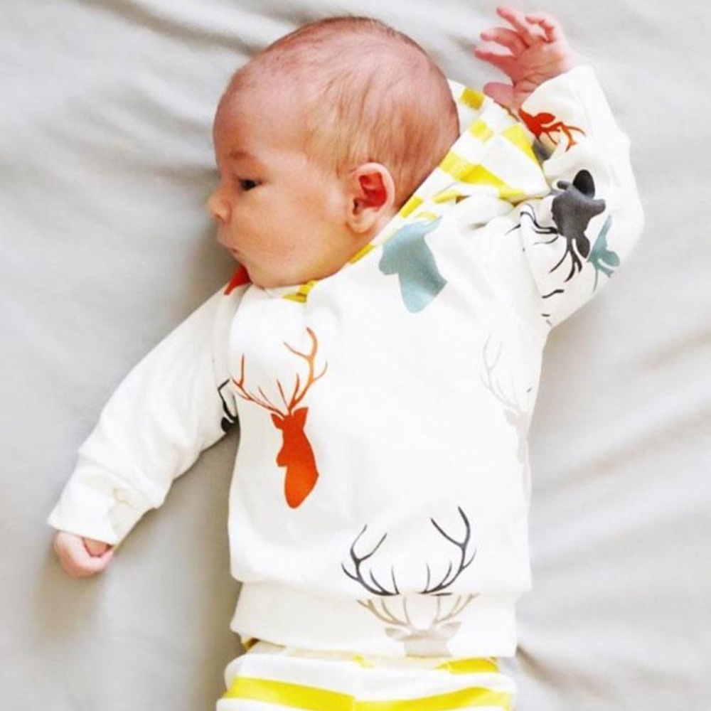 Boutique Baby Boy Deer 2pc Outfit Hoodie Pants